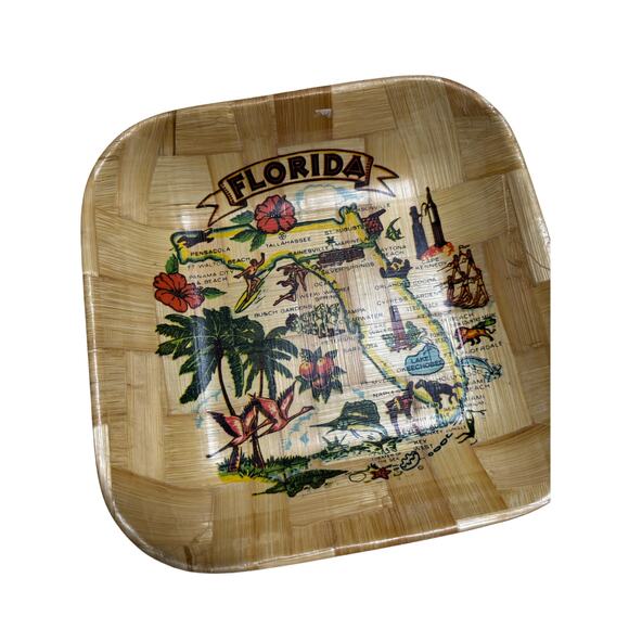 Mid Century Other - Vintage Florida Bamboo Bowl Souvenir Tiki Mid Century